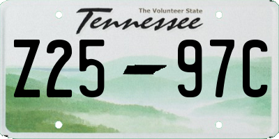 TN license plate Z2597C