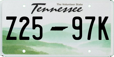 TN license plate Z2597K