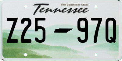 TN license plate Z2597Q
