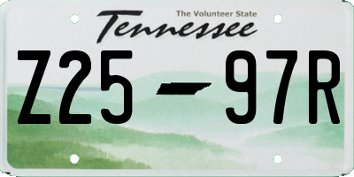 TN license plate Z2597R