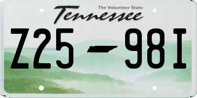 TN license plate Z2598I