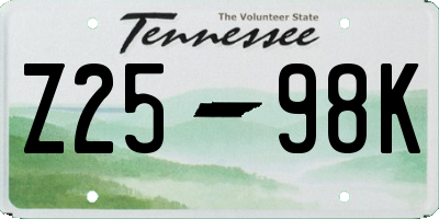 TN license plate Z2598K