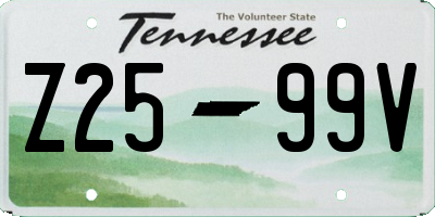 TN license plate Z2599V
