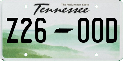 TN license plate Z2600D