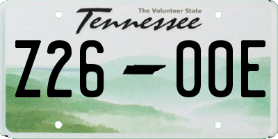 TN license plate Z2600E
