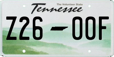 TN license plate Z2600F