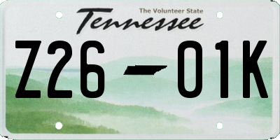 TN license plate Z2601K