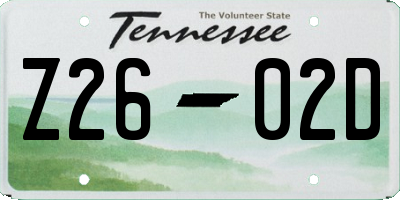 TN license plate Z2602D