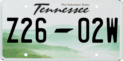 TN license plate Z2602W