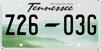TN license plate Z2603G