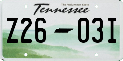TN license plate Z2603I