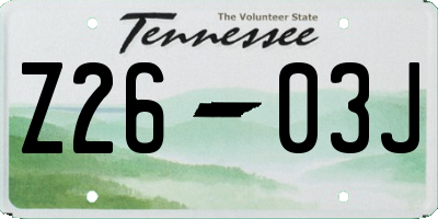 TN license plate Z2603J