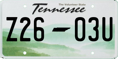 TN license plate Z2603U