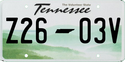 TN license plate Z2603V