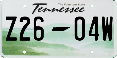 TN license plate Z2604W