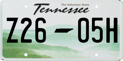 TN license plate Z2605H