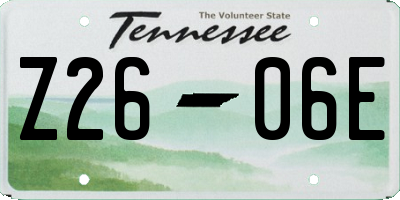 TN license plate Z2606E