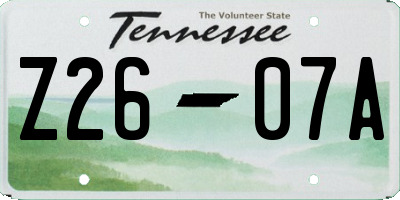 TN license plate Z2607A