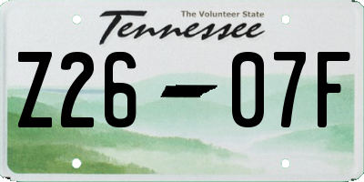TN license plate Z2607F