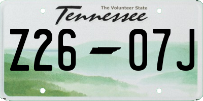 TN license plate Z2607J
