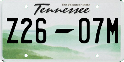 TN license plate Z2607M