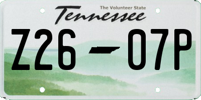 TN license plate Z2607P