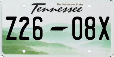 TN license plate Z2608X