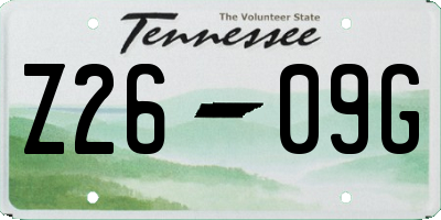 TN license plate Z2609G