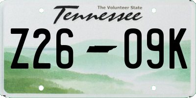 TN license plate Z2609K