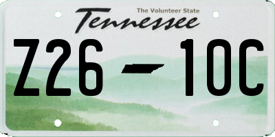 TN license plate Z2610C