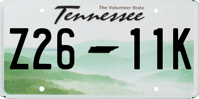 TN license plate Z2611K