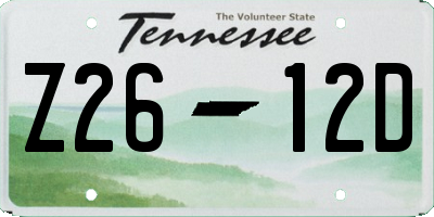TN license plate Z2612D