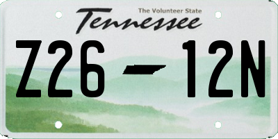 TN license plate Z2612N