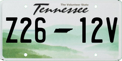 TN license plate Z2612V