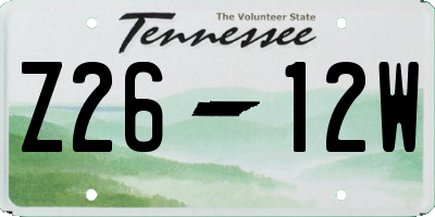 TN license plate Z2612W