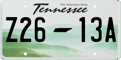 TN license plate Z2613A
