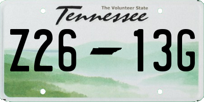 TN license plate Z2613G