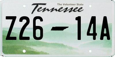 TN license plate Z2614A