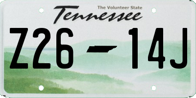 TN license plate Z2614J