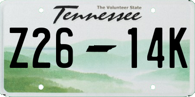 TN license plate Z2614K