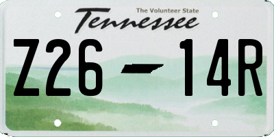 TN license plate Z2614R