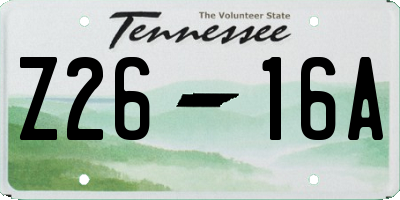 TN license plate Z2616A