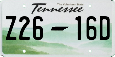 TN license plate Z2616D