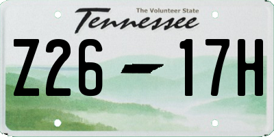 TN license plate Z2617H