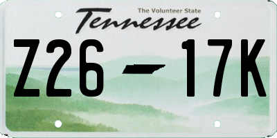 TN license plate Z2617K