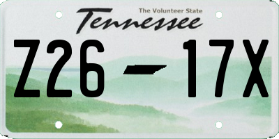 TN license plate Z2617X