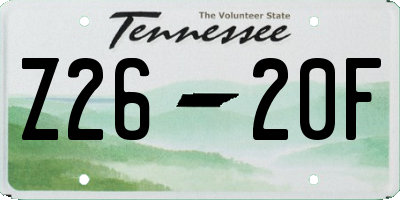 TN license plate Z2620F