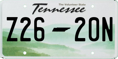 TN license plate Z2620N
