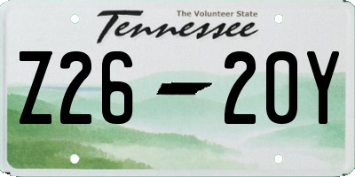 TN license plate Z2620Y