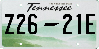 TN license plate Z2621E